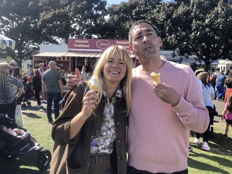 Edith Bowman and Colin Murray enjoy an ice cream in Ballycastle 