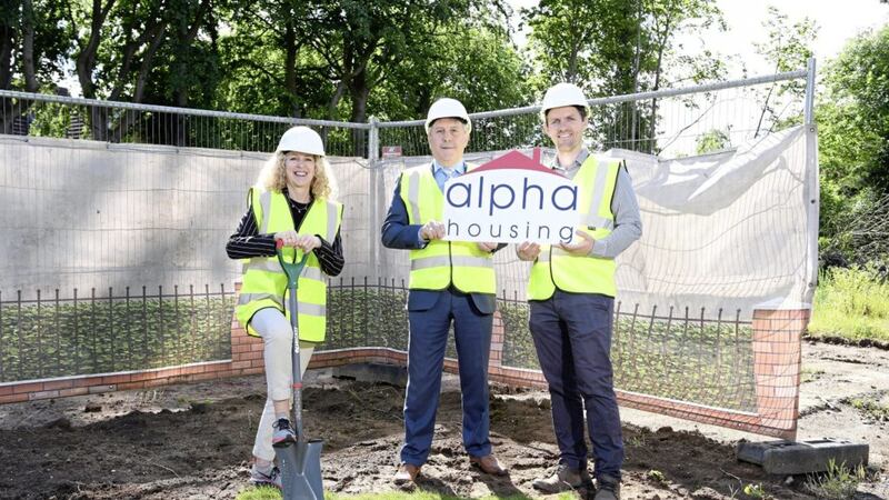 Launching the east Belfast scheme are (from left) Louise Warde Hunter (Department for Communities), John Clarke (Alpha Housing) and Jonathan Dobson (Dunrich Properties) 