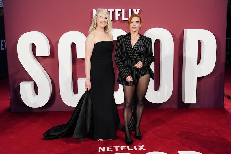 Sam McAlister and Billie Piper attend the world premiere of Scoop