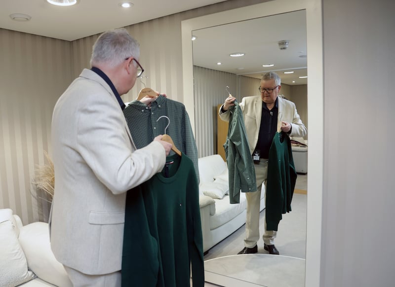 Irish News Business Editor Gary McDonald during a Person Shopping trip at Victoria Square.
PICTURE COLM LENAGHAN