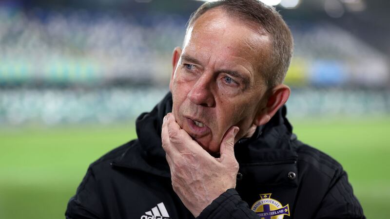 Northern Ireland manager Kenny Shiels during the post match interview after the Women's FIFA World Cup Qualifying match at Windsor Park, Belfast. Picture by Liam McBurney/PA Wire.&nbsp;