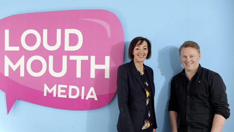 Moira Loughran, Invest NI&rsquo;s eastern regional manager, and Mark Haslam, managing director of Loud Mouth Media 