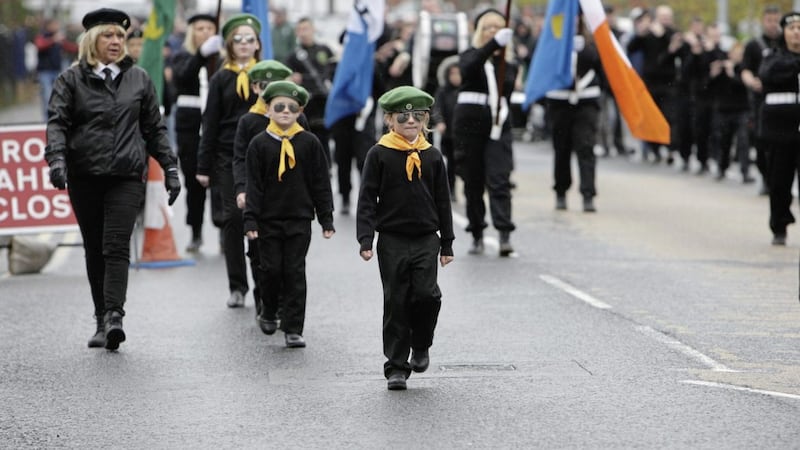 Children dressed in uniform at the Patricia Black Commemoration parade in west Belfast
