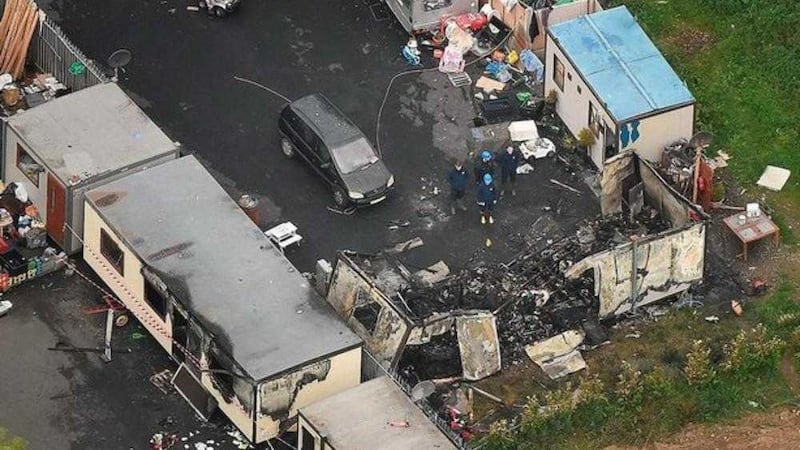 An aerial view of the devastated travellers halting site in south Dublin 