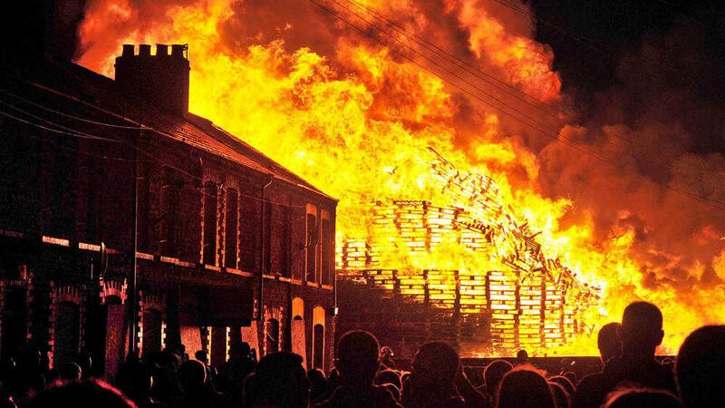 Eleventh night bonfire near Chobham Street in east Belfast this year.  Picture by Justin Kernoghan/Photopress 