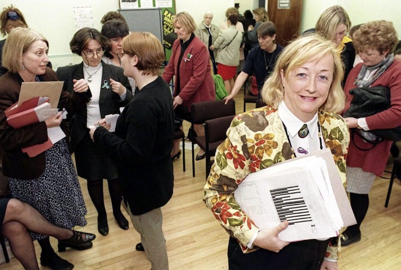 Monica McWilliams pictured at the first meeting of the Women&#39;s Coalition in May 1996. 