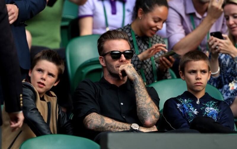 David Beckham and his sons Romeo and Cruz 