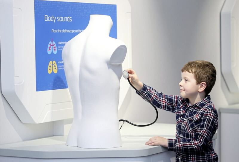 Alex Lyle (6) at the New Medical Lab Zone at W5 in Belfast  Picture Mal McCann. 