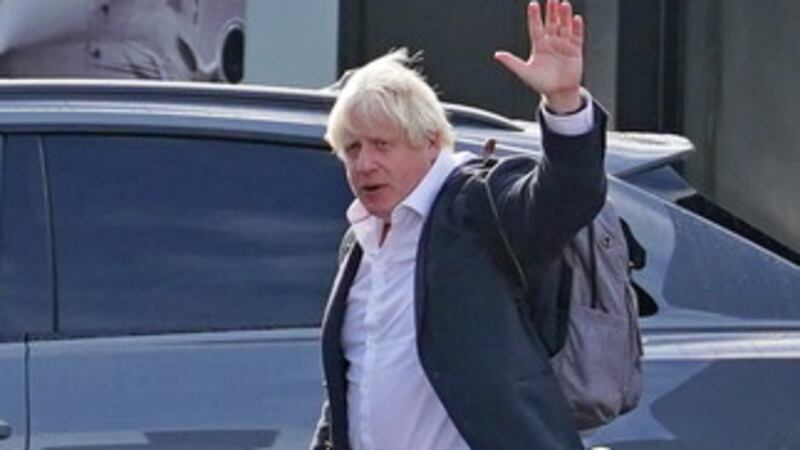 Former British prime minister Boris Johnson arriving at Gatwick Airport in London on Saturday, as he has said he will not stand for the Tory leadership