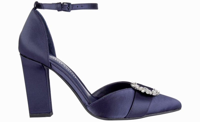 Next Navy Satin Jewel Detail Two Part Shoes, &pound;42, available from Next 