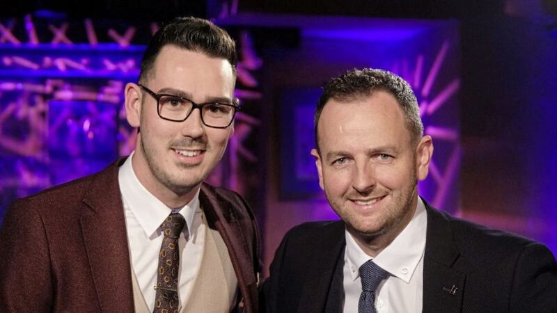 Gl&oacute;r T&iacute;re contestant Paschal McAnenly with his mentor, country singer Jim Devine 