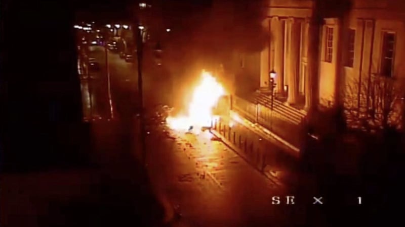Last Saturday's car bomb attack at Derry's Bishop Street courthouse was captured by CCTV footage. Photograph by PSNI/PA Wire