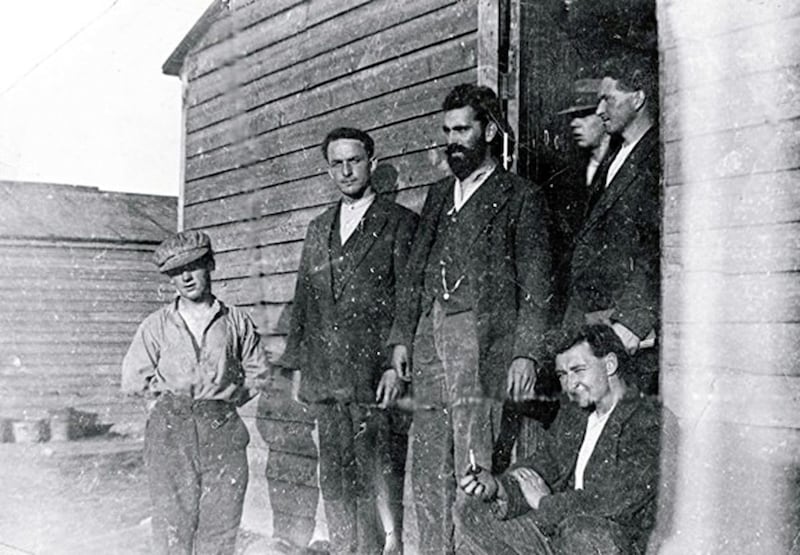 Tom Burke who captained the Louth side in the 1916 Frongoch final pictured outside a hut while interned in the Curragh in 1921. He would later referee the first All-Ireland played for the Sam Maguire Cup in 1928. 