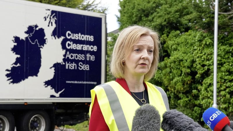 Foreign Secretary Liz Truss during a visit to McCulla Haulage in Lisburn last month. Picture by Niall Carson, Press Association 