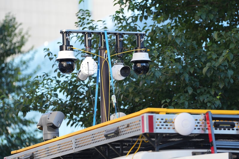 Cameras on top of a Metropolitan Police live, facial recognition van
