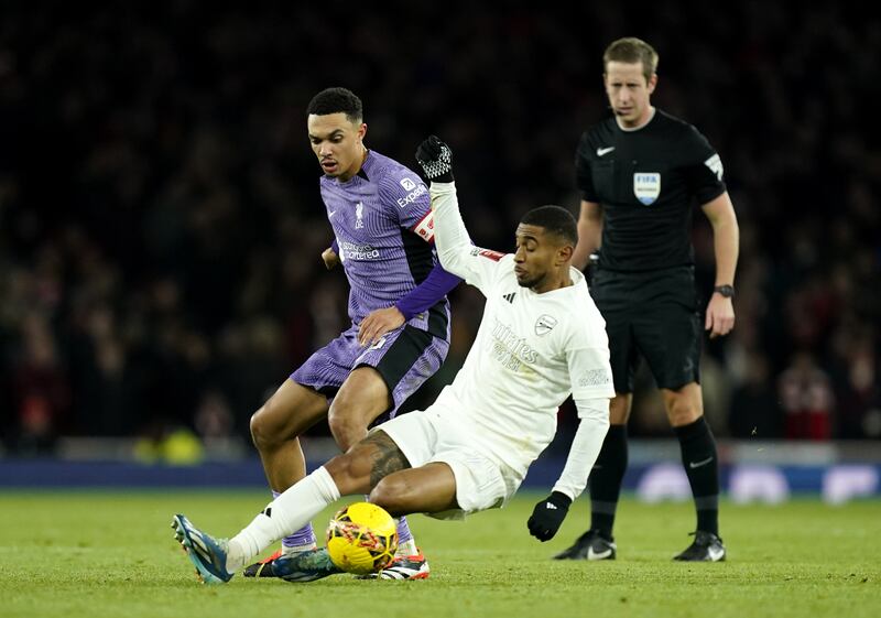 Alexander-Arnold, left, suffered the knee injury in the FA Cup win at Arsenal on Sunday