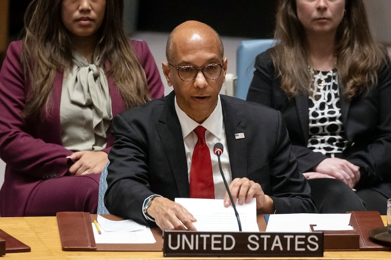 Robert Wood, United States’ ambassador to the United Nations, speaks during a Security Council meeting at United Nations headquarters (Yuki Iwamura/AP)