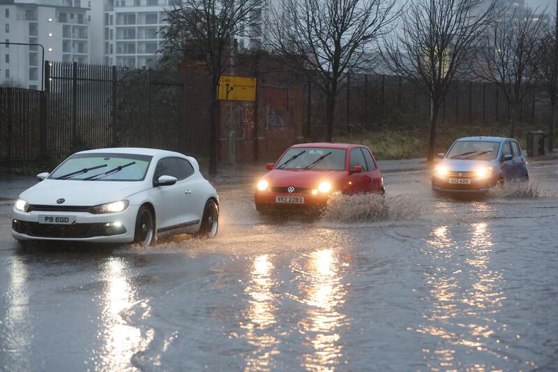 Flooding near the Short Strand in east Belfast.  PICTURE MAL MCCANN