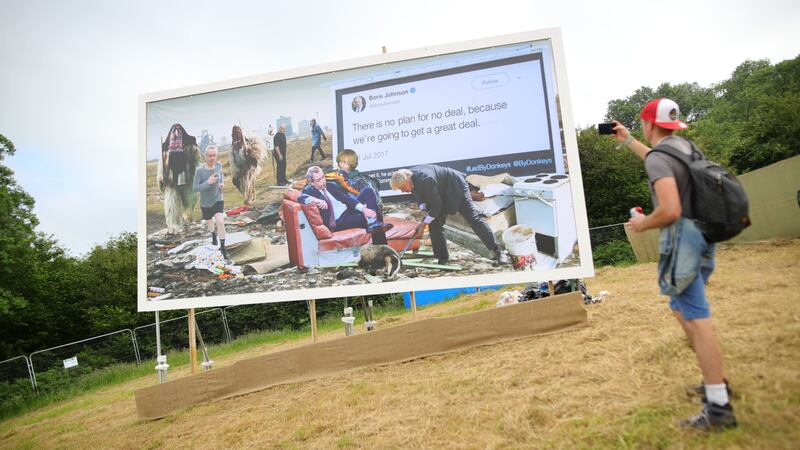 The billboard was made by campaign group Led By Donkeys and satirical artist Cold War Steve.