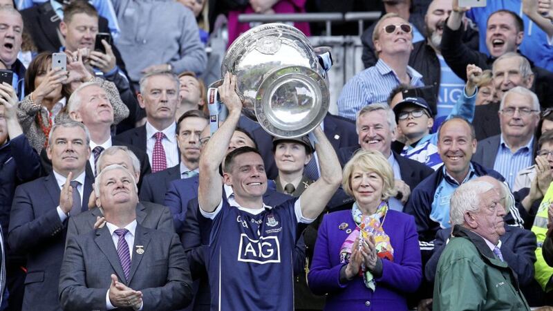 Dublin captain Stephen Cluxton lifts the Sam Maguire Cup again - but will he make the Football Allstars team? Pic Philip Walsh 