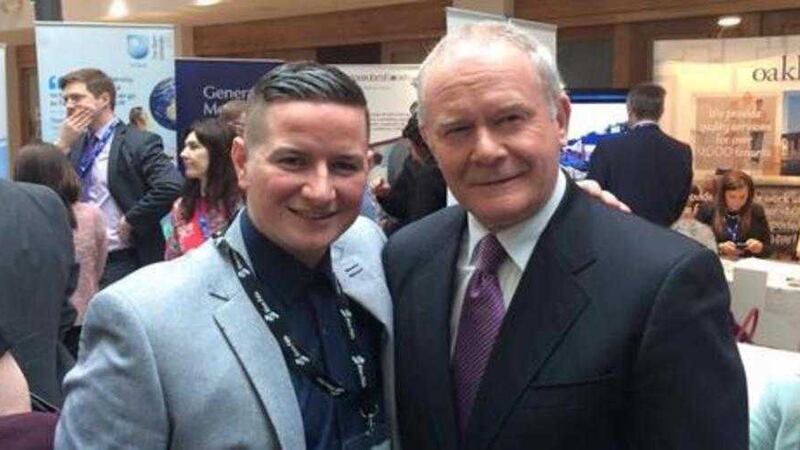 Sinn F&eacute;in councillor Colin &#39;Colly&#39; Kelly with Deputy First Minister Martin McGuinness 