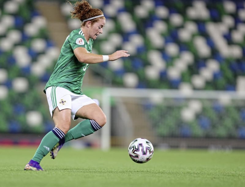 Marissa Callaghan playing for Northern Ireland 
