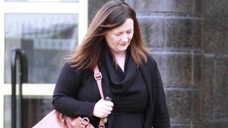 Nicola Currell from Glenarm leaves Antrim Crown Court where she pleaded not guilty to all charges. Picture by Mark Jamieson. 