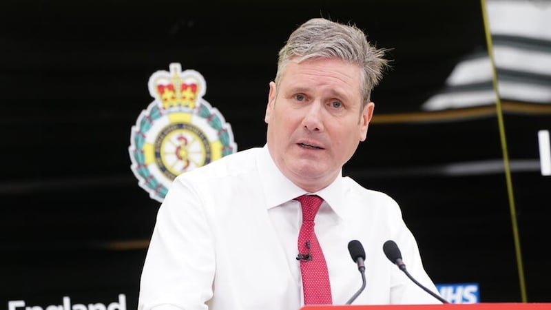 Labour leader Sir Keir Starmer making a speech about the NHS during a visit to East of England Ambulance Service NHS Trust (Ian West/PA)