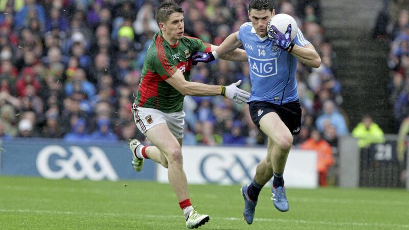 Dublin's Diarmuid Connolly and Mayo's Lee Keegan battle it out during September's All-Ireland football final at Croke Park<br />Picture by Colm O'Reilly