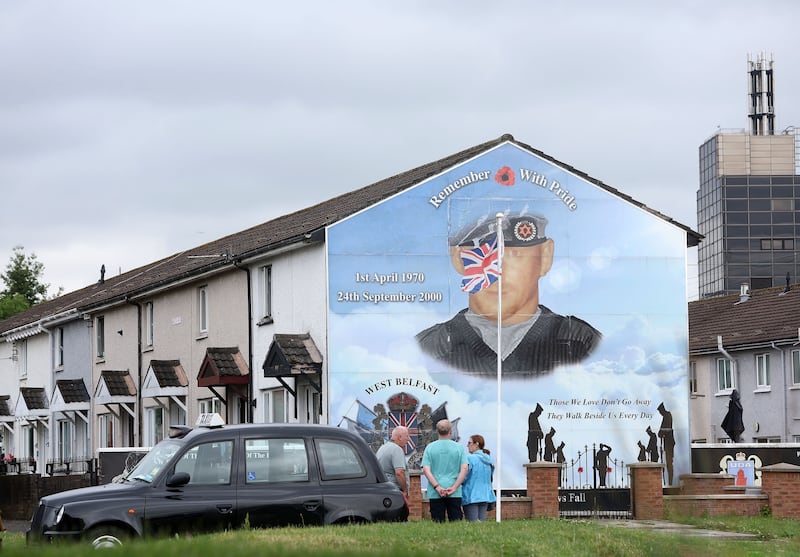 The mural of UDA gunman Stephen McKeag at Hopewell Cresent in the Shankill area. Picture Mal McCann