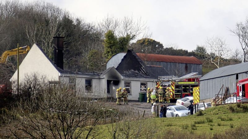The scene of a fire near Derrylin where three people died yesterday. Picture by Mal McCann 