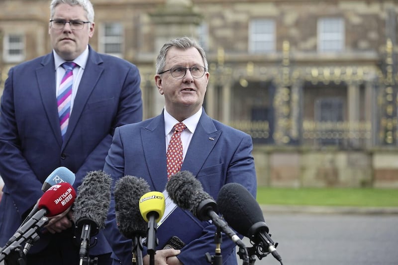 DUP leader Sir Jeffrey Donaldson has refused to re-enter government at Stormont in protest at the Northern Ireland Protocol. Picture by Hugh Russell