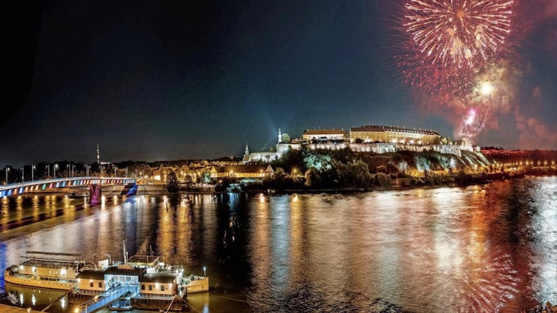 Fireworks mark the start of Exit Festival in Novi Sad, Serbia&#39;s second-largest city, on the banks of the Danube 