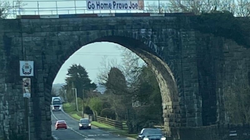 An online image appears to show an anti-Joe Biden banner in Mullaghglass near Newry.