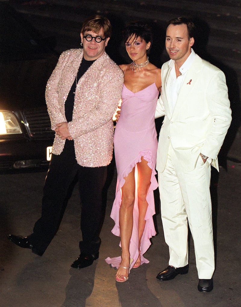 Sir Elton John, Victoria Beckham and David Furnish
