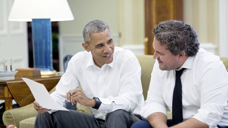 President Barack Obama during speech prep with Director of Speechwriting Cody Keenan in the Oval Office (2016). Picture by Pete Souza 