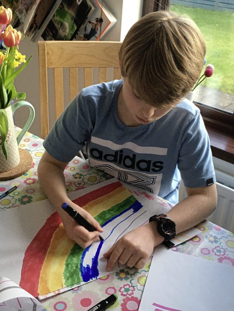 Children have been drawing rainbows to place in their windows as a sign of hope amid the Covid-19 crisis 