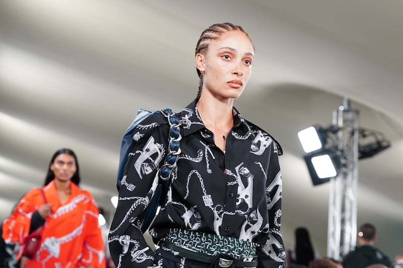 Adwoa Aboah on the catwalk during the Burberry show in September