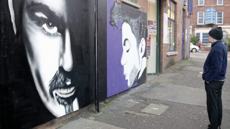 The George Michael mural by Glen Molloy at India Street in the Botanic area of south Belfast. Beside it is an image of Prince. Picture by Bill Smyth 