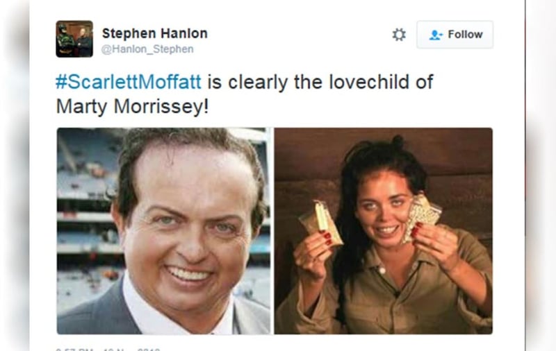 Twitter users have been pointing out the similarity between Googlebox star Scarlett Moffatt and RTE presenter Marty Morrissey&nbsp;
