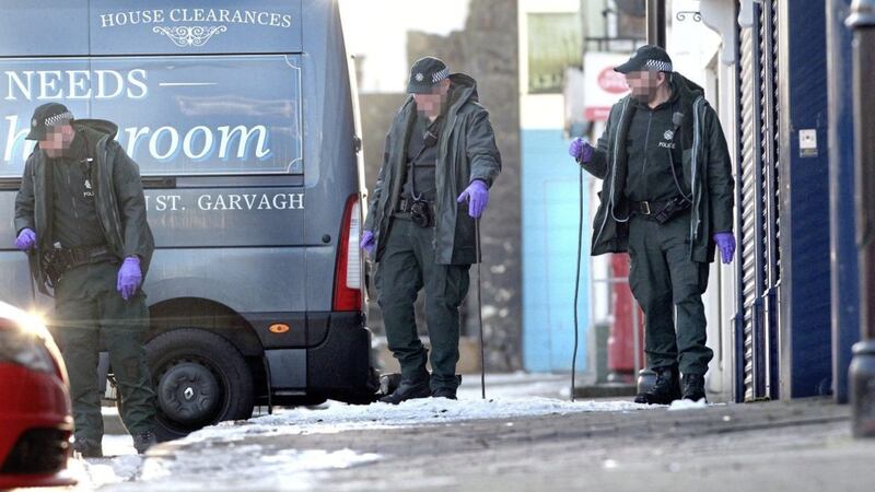 Police at the scene of a shooting on the Main Street area of Garvagh Co-Derry. A man was injured after three shots were fired in the early hours of the morning. Picture Margaret McLaughlin 10-12-17. 