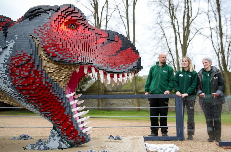 Lego dinosaur sculpture