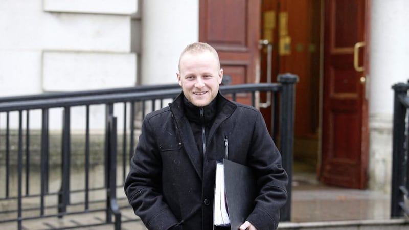 Loyalist Jamie Bryson at an earlier sitting of Belfast High Court. Picture by Mal McCann 