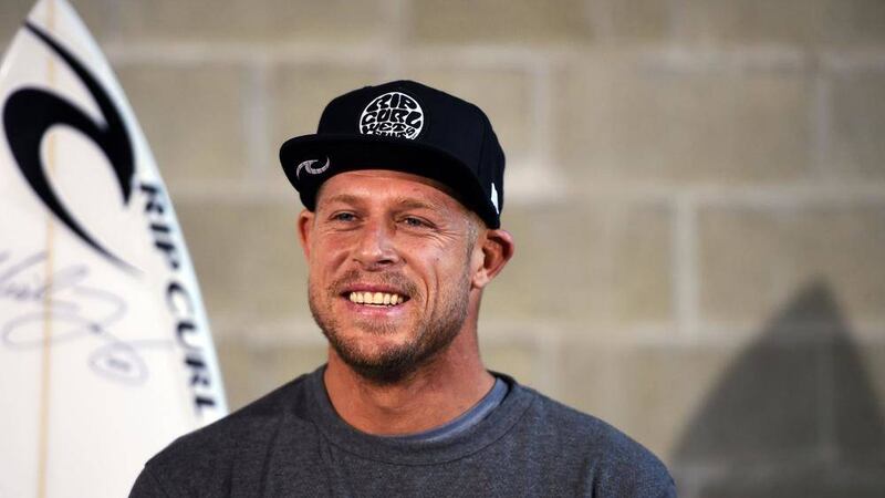 Australian surfing champion Mick Fanning at a press conference in Sydney yesterday.  Picture by Dean Lewins/AAP Image 
