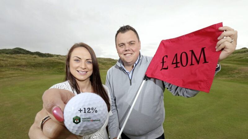 Pictured at Castlerock Golf Course are general manager Bert Mackay and Tourism NI golf marketing manager, Leanne Rice. The Coleraine golf course has recently had a major upgrade to cater for the growth in visitors and improve the quality of play. 