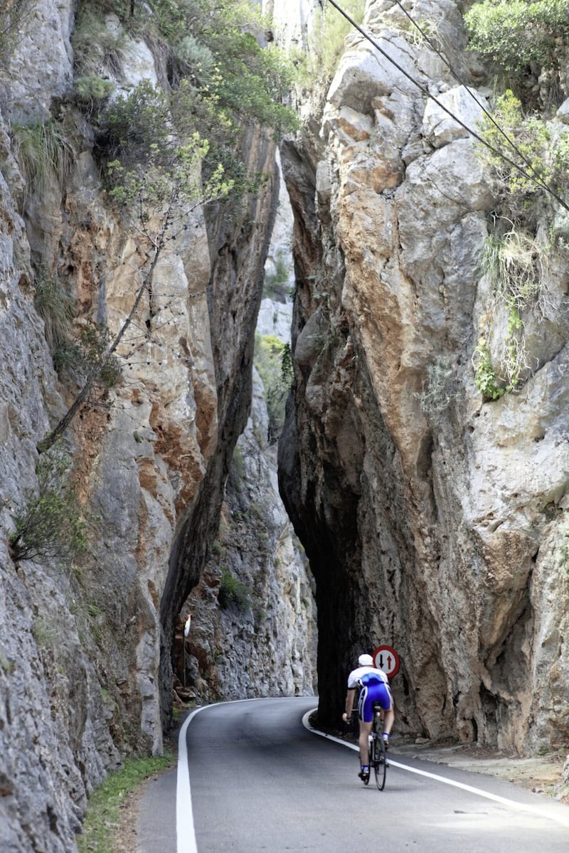 A tight squeeze road in the Tramuntana mountains 