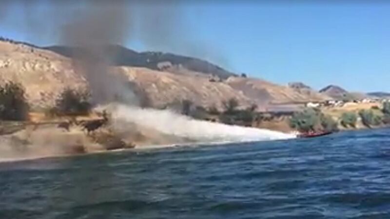 The spray from the boat looked to have helped put the blaze out.