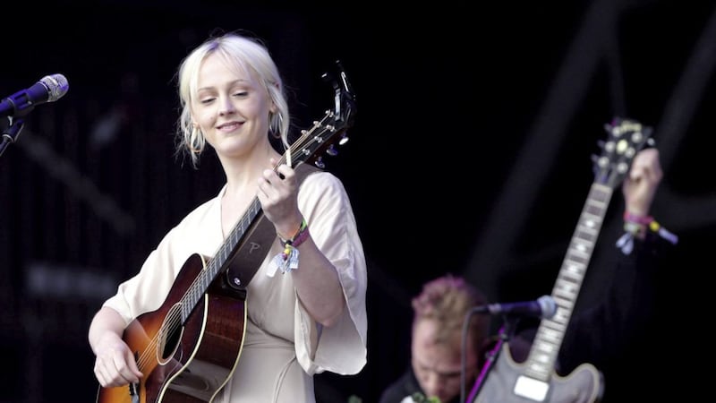 Laura Marling performing on the Pyramid Stage at Glastonbury Festival in 2017 