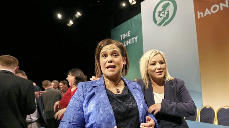 Sinn Fein president Mary Lou McDonald following her address at the Sinn F&eacute;in ard fheis in Derry on Saturday night. Picture by Margaret McLaughlin 