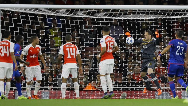 Arsenal 'keeper David Ospina drops the ball into his own net during Tuesday night's Champions League Group F defeat to Olympiacos at the Emirates<br />Picture: PA